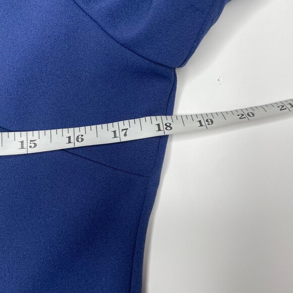 Glamour Vintage Cobalt Blue Scallop Edge Zip Midi Dress Sz 14 Occasion Modest - Picture 7 of 12